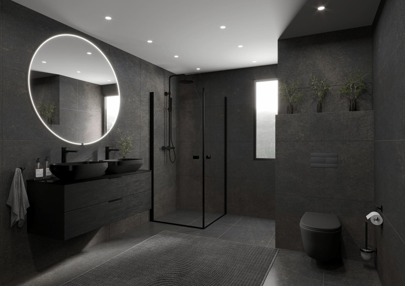 Dempet mørkt baderom